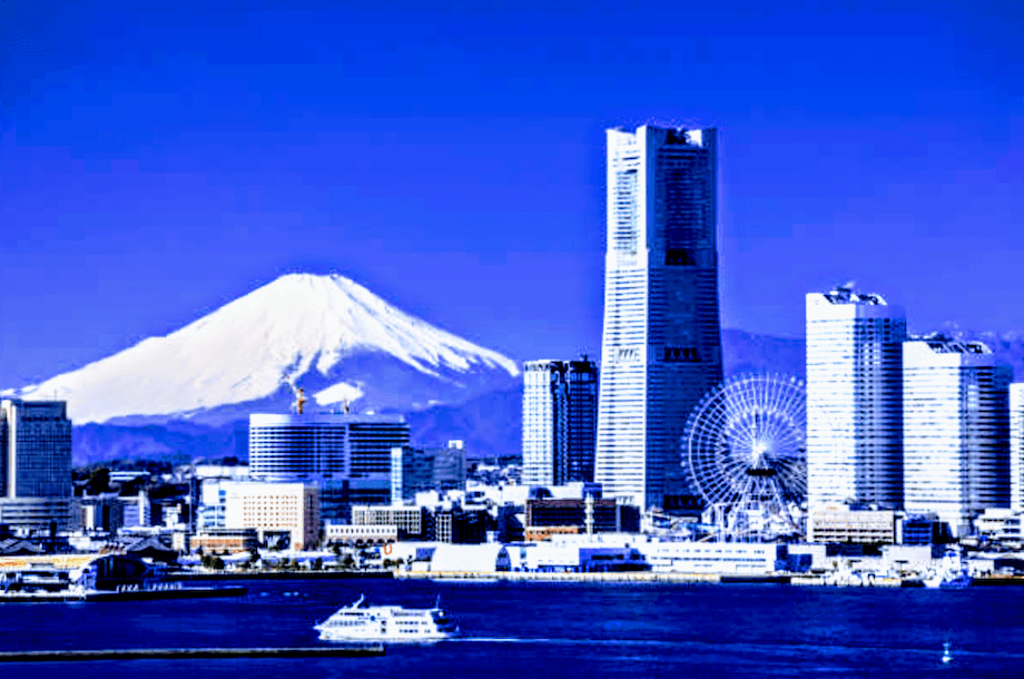 大さん橋から富士山を眺める画像