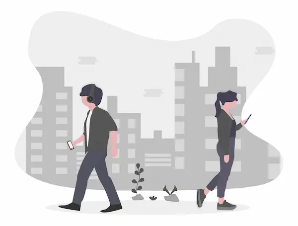 一生懸命やるだけ無駄と感じながらすれ違う従業員たちのイメージ画像