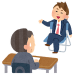 大学職員の転職面接で落ちる応募者のイラスト