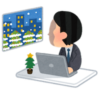 土曜勤務をする大学職員のイラスト