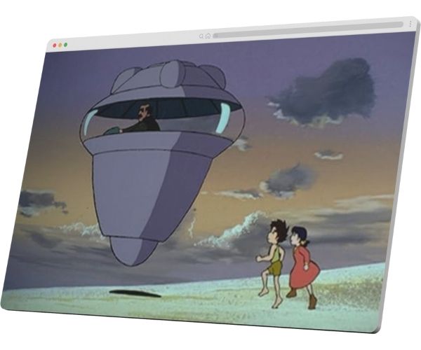 未来少年コナン ラオ博士とフライングマシンを追いかけるコナンとラナ