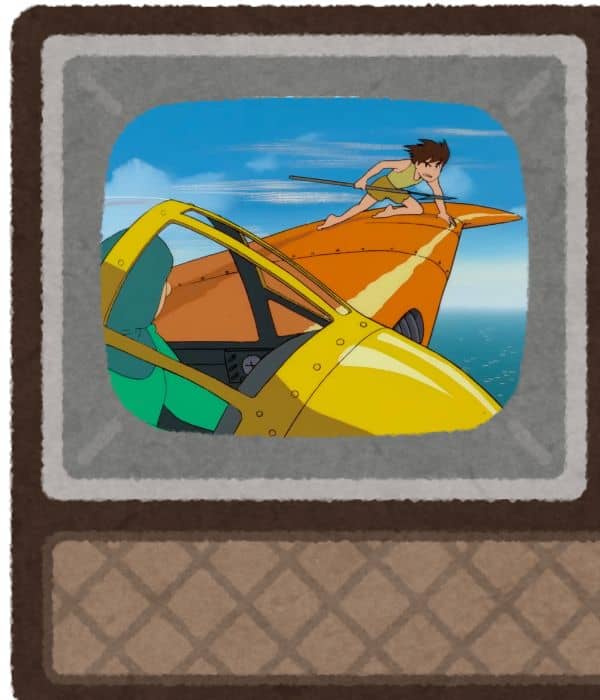 未来少年コナン ファルコの翼の上で戦うコナン