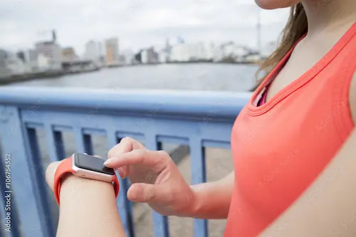 ランニングウォッチを身に付けるランナーの画像