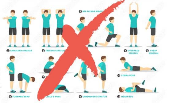 図解 ジョギング前のストレッチのNG例