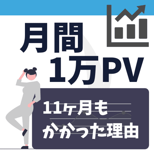 ブログ月間1万PV達成のプロセス➜到達したら別世界です【収益は●円！】【期間は●年！】のアイキャッチ画像