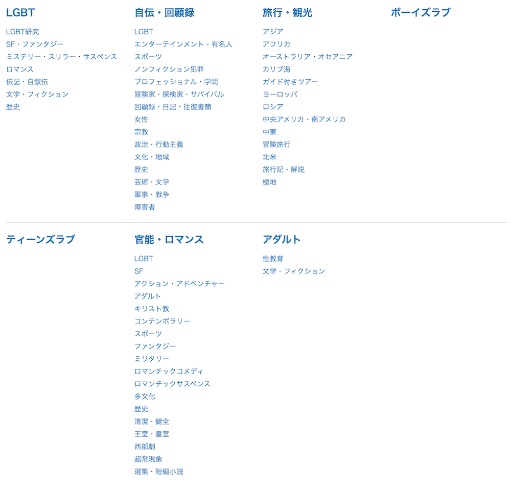 audibleのジャンル