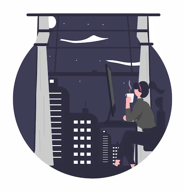 繁忙期に残業をする大学職員のイメージ画像